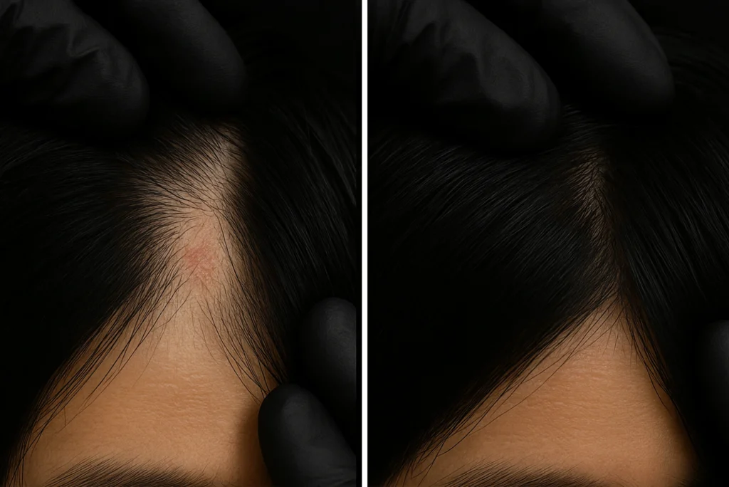 MG Beauty Clinic - Patologie Alopecia Cicatriziale prima e dopo